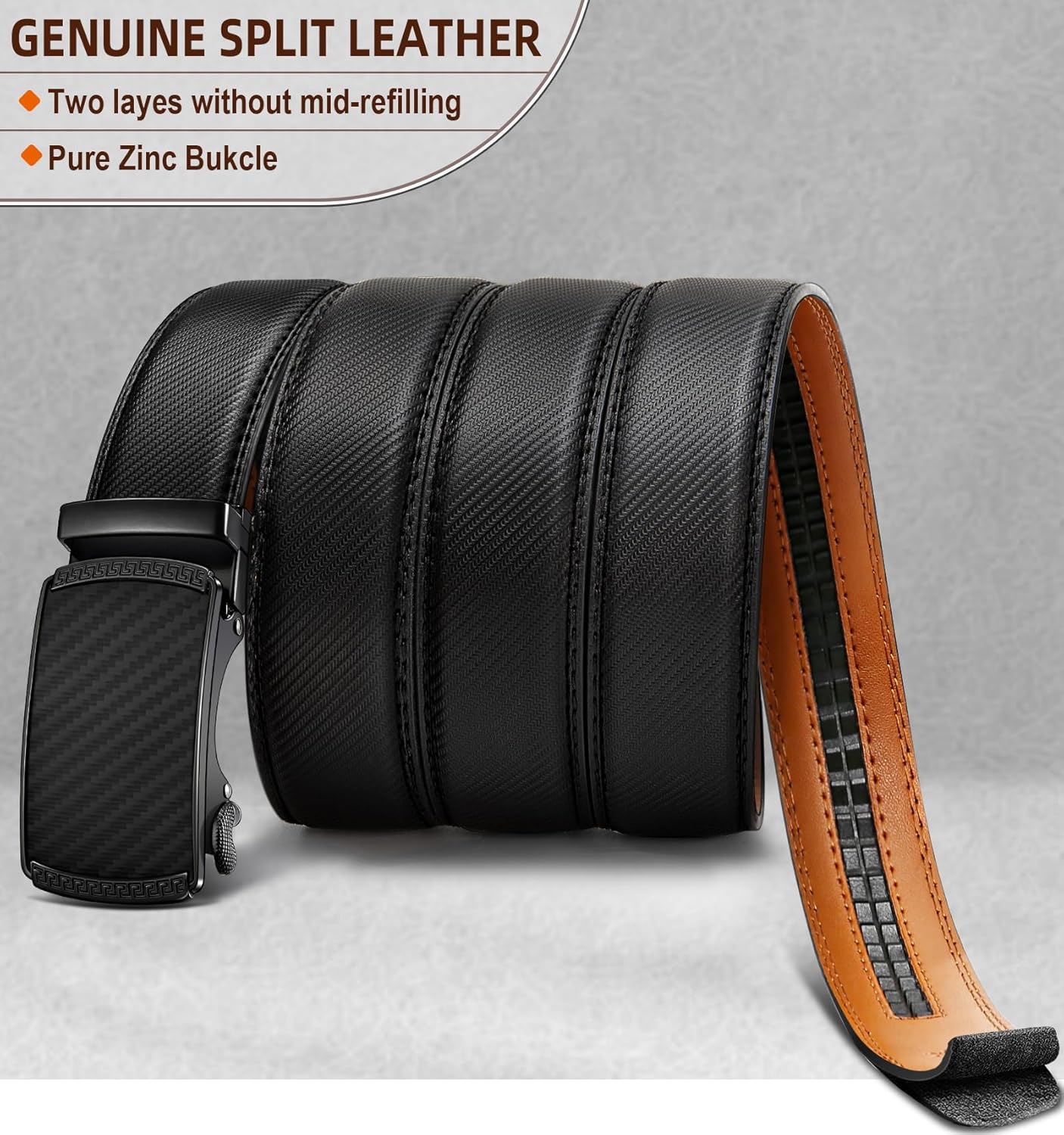 Men's Belt,Slide Ratchet Belt For Gift Men Dress Pant Shirt Oxfords,Trim To Fit - Image 3