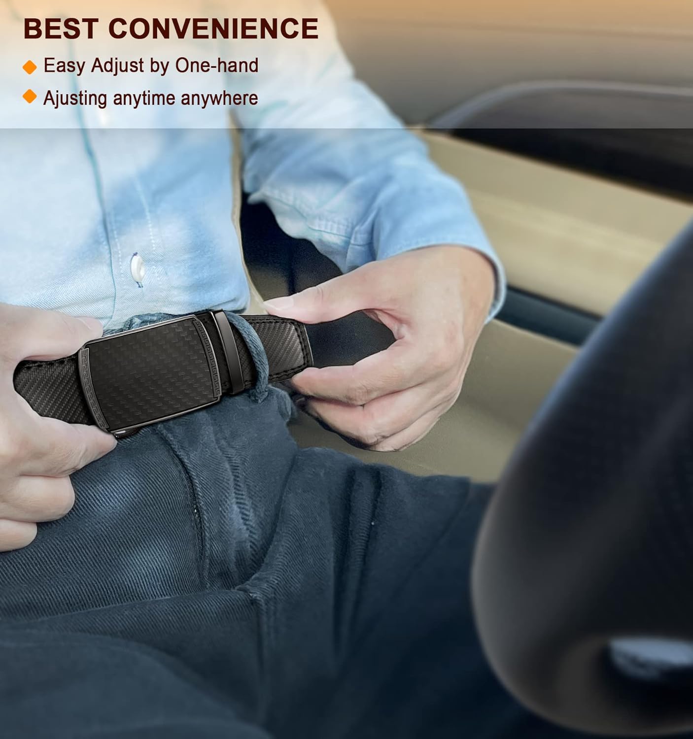 Men's Belt,Slide Ratchet Belt For Gift Men Dress Pant Shirt Oxfords,Trim To Fit - Image 7